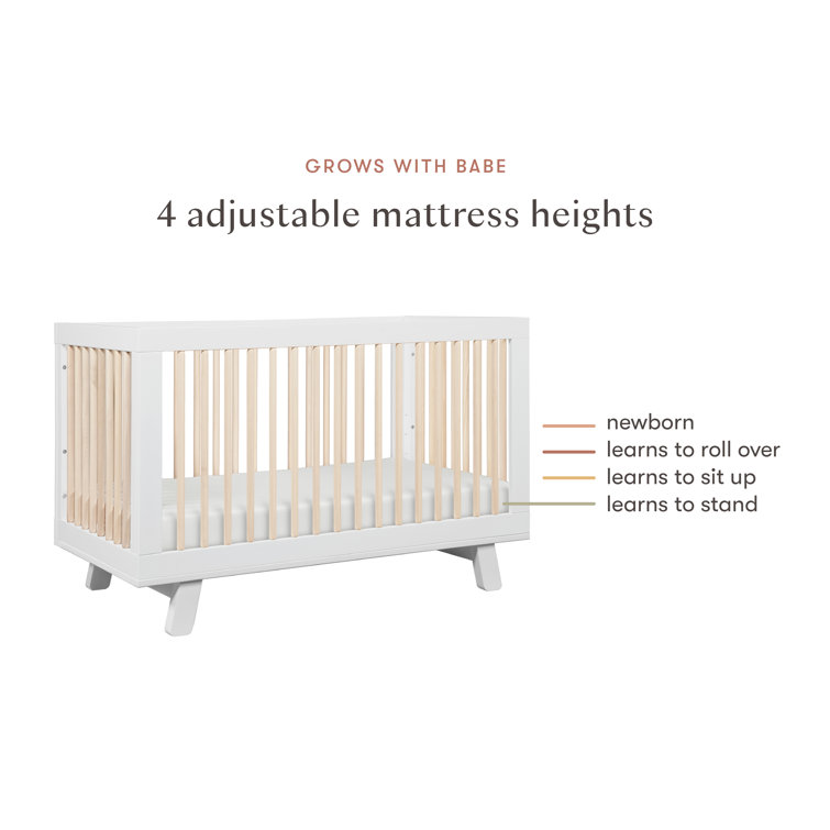 Hudson Convertible White/Washed Natural Crib 3-in-1 Design