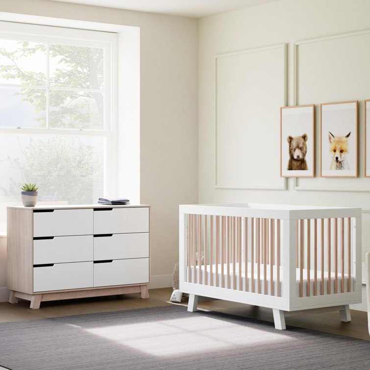 Hudson Convertible White/Washed Natural Crib 3-in-1 Design