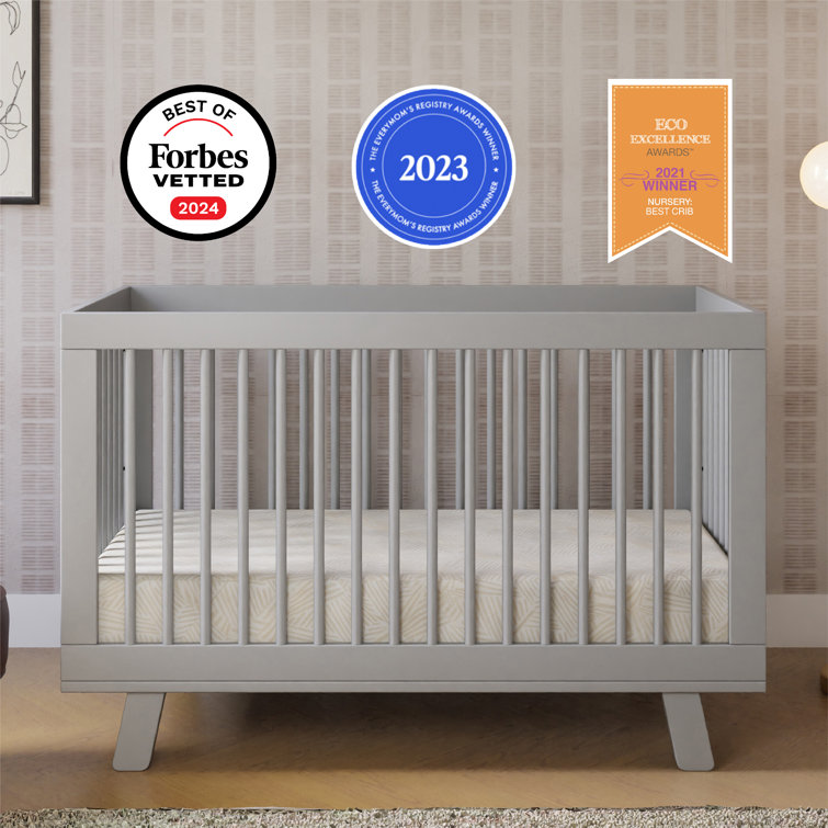 Hudson Modern Grey New Zealand Pine 3-in-1 Convertible Crib