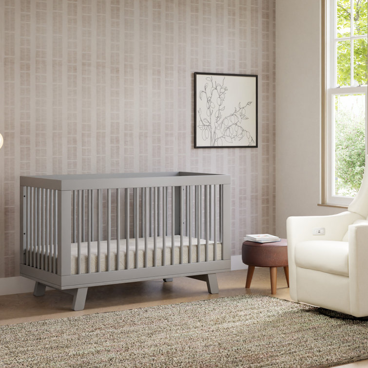 Hudson Modern Grey New Zealand Pine 3-in-1 Convertible Crib