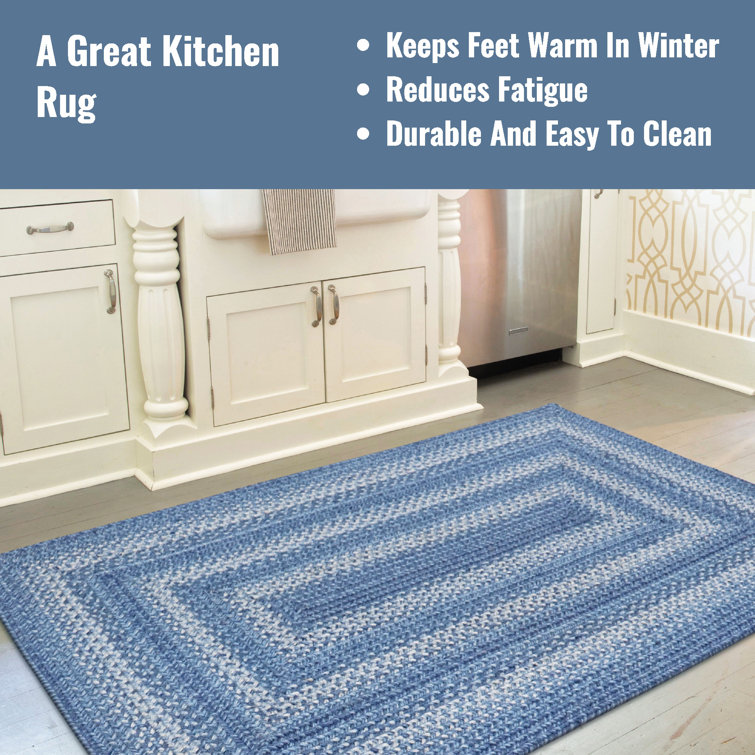 Handmade Denim Blue Braided Jute Rug - Eco-Friendly and Reversible