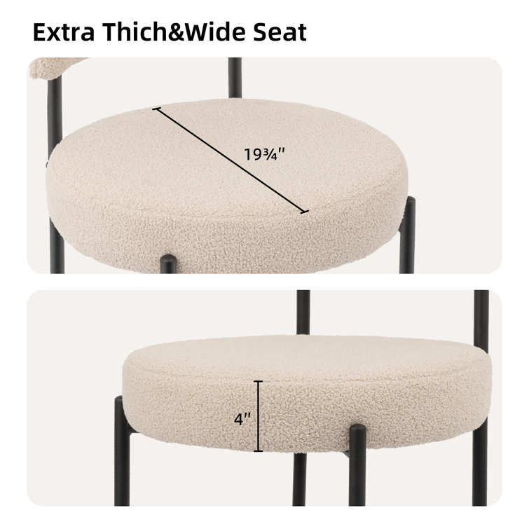 Beige Teddy Upholstered Metal Side Chair Set of 4