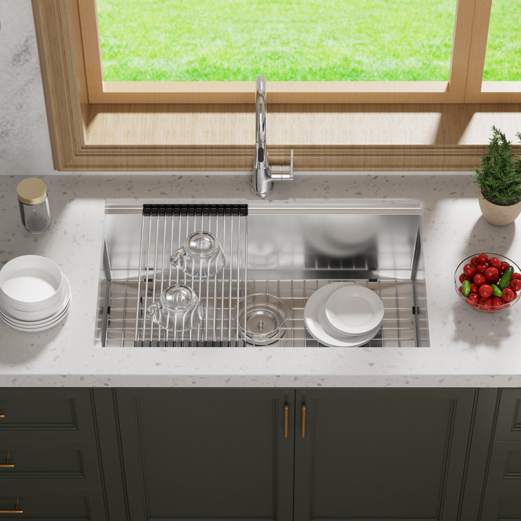 32" Stainless Steel Drop-in Single Bowl Workstation Kitchen Sink