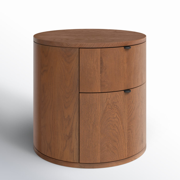 Theo Brown Solid Oak 2-Drawer Scandinavian Nightstand