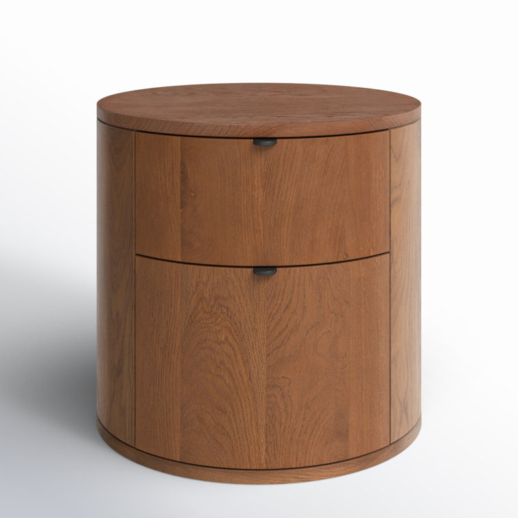 Theo Brown Solid Oak 2-Drawer Scandinavian Nightstand