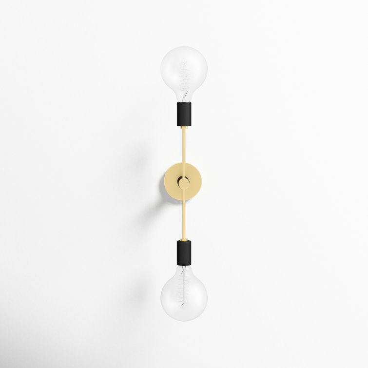 Aged Brass 2-Light Dimmable Metal Sconce