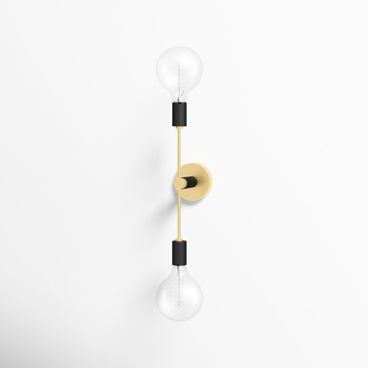 Aged Brass 2-Light Dimmable Metal Sconce
