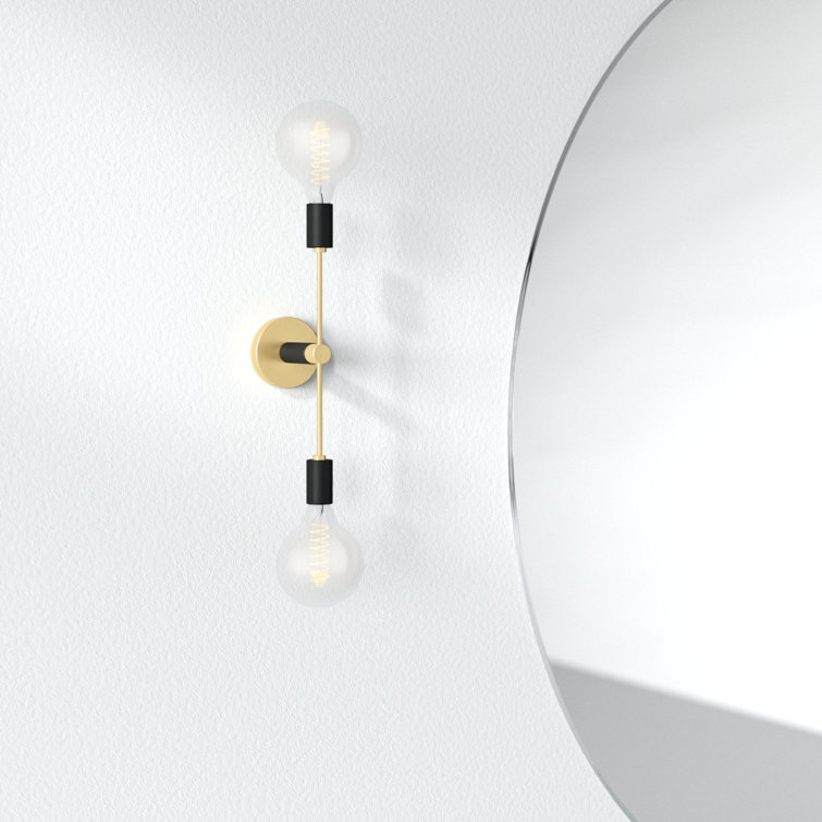 Aged Brass 2-Light Dimmable Metal Sconce