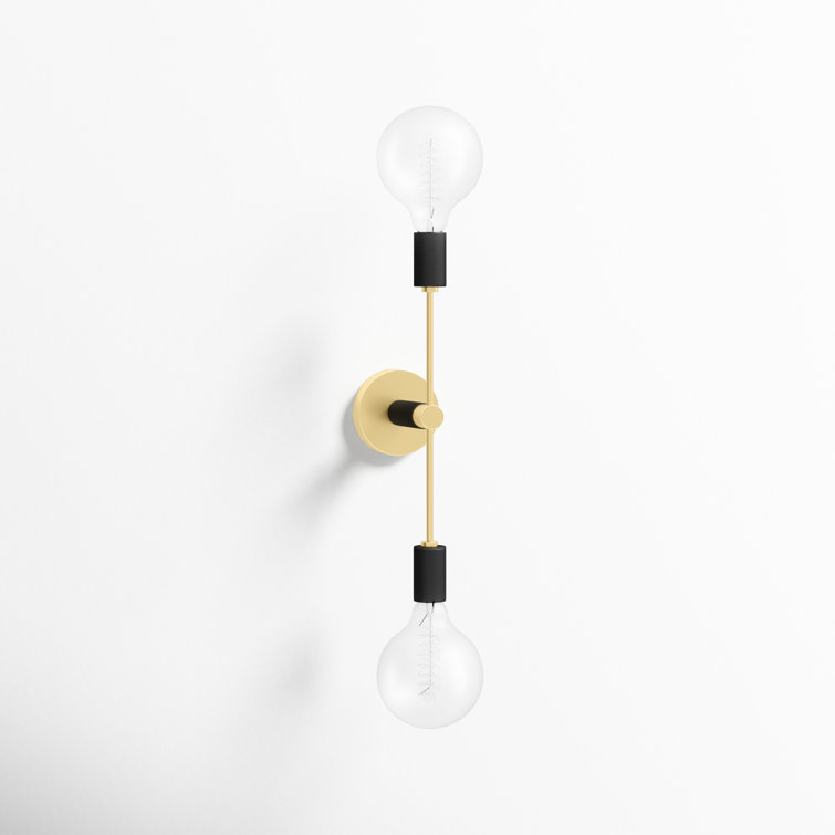 Aged Brass 2-Light Dimmable Metal Sconce
