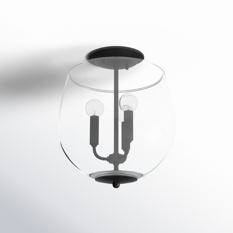 Bobbi Old Bronze 3-Light Semi-Flush Mount with Clear Glass Shade