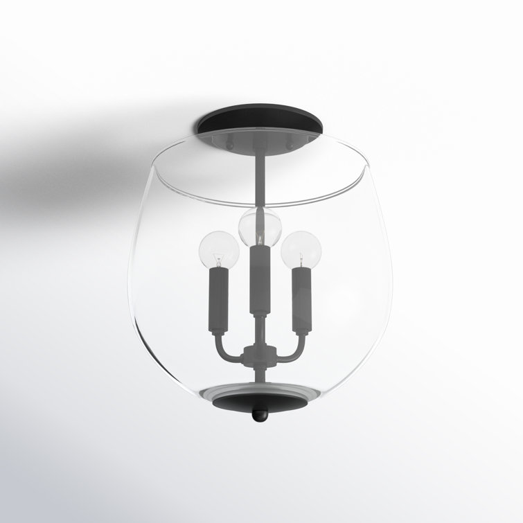 Bobbi Old Bronze 3-Light Semi-Flush Mount with Clear Glass Shade