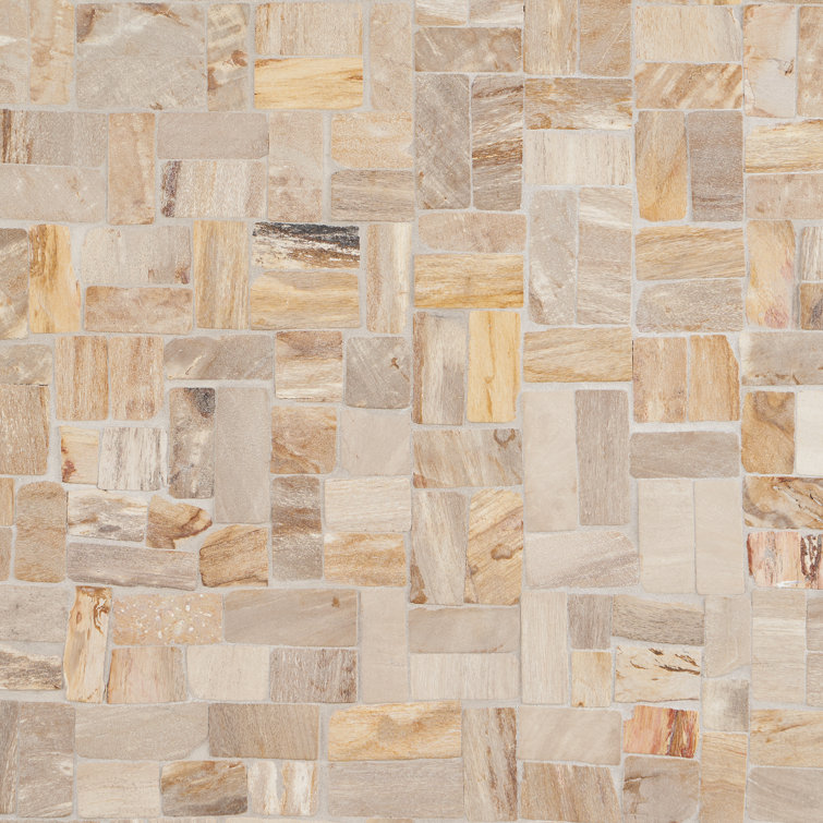 Antique Brown Petrified Wood Mosaic Tile for Indoor and Outdoor