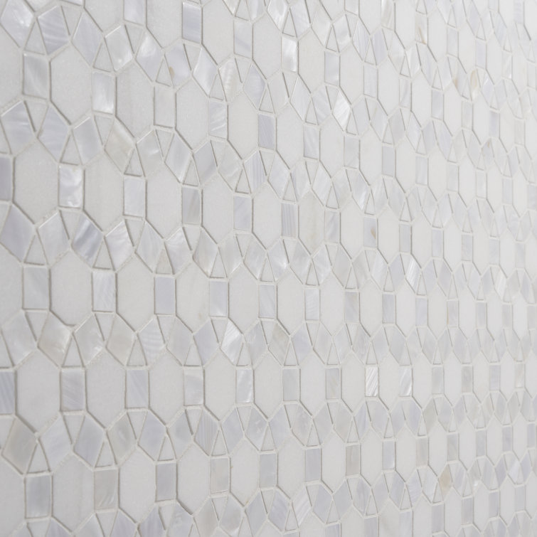 Noble White Polished Pearl and Marble Mosaic Tile