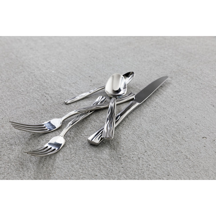 Fortessa Dorada 18/10 Stainless Steel 20 Piece Flatware Set, Service for 4, Silver