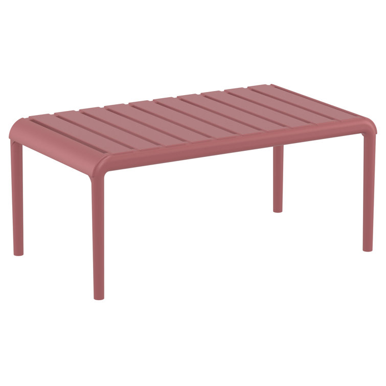Paris 35'' Red Plastic Rectangular Outdoor Coffee Table