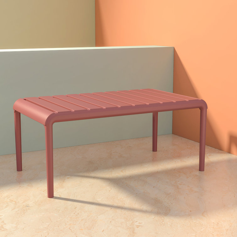 Paris 35'' Red Plastic Rectangular Outdoor Coffee Table