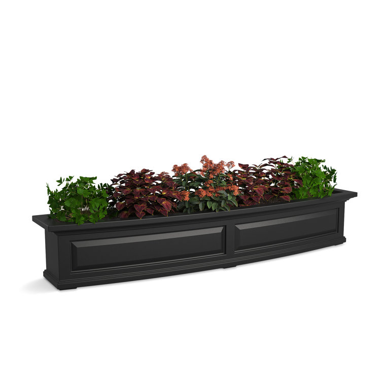 Nantucket Black Polyethylene Outdoor Window Box with Water Reservoir