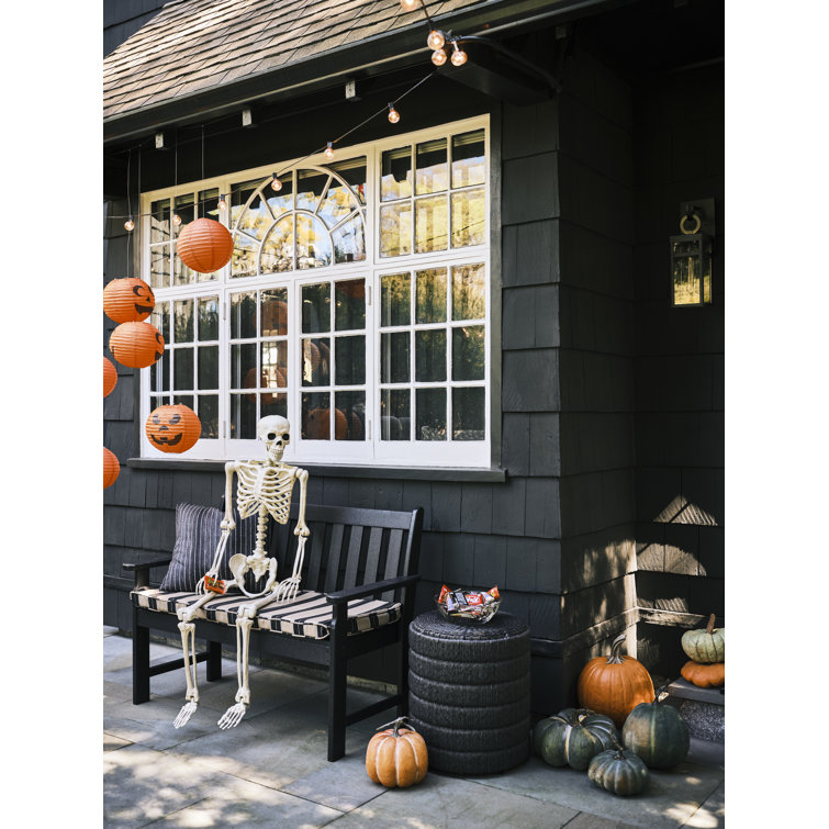 Black Slat-Rail 48" Outdoor Patio Bench