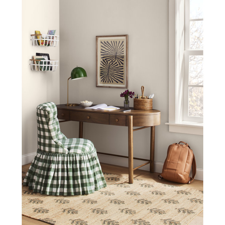Tosca White Steel and Natural Wood Dual-Handle Storage Basket