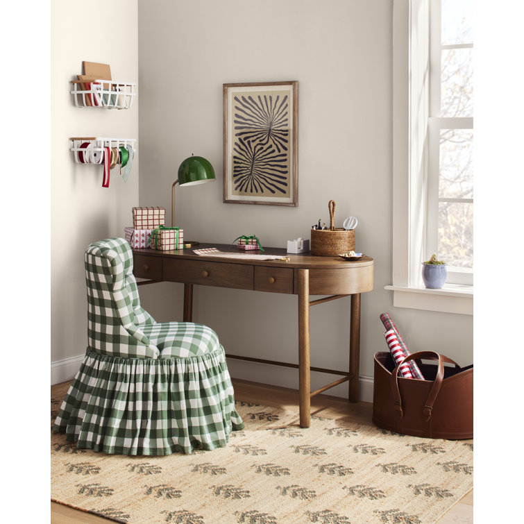 Tosca White Steel and Natural Wood Dual-Handle Storage Basket