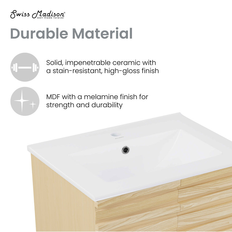 Cascade 24" Natural Oak Freestanding Bathroom Vanity