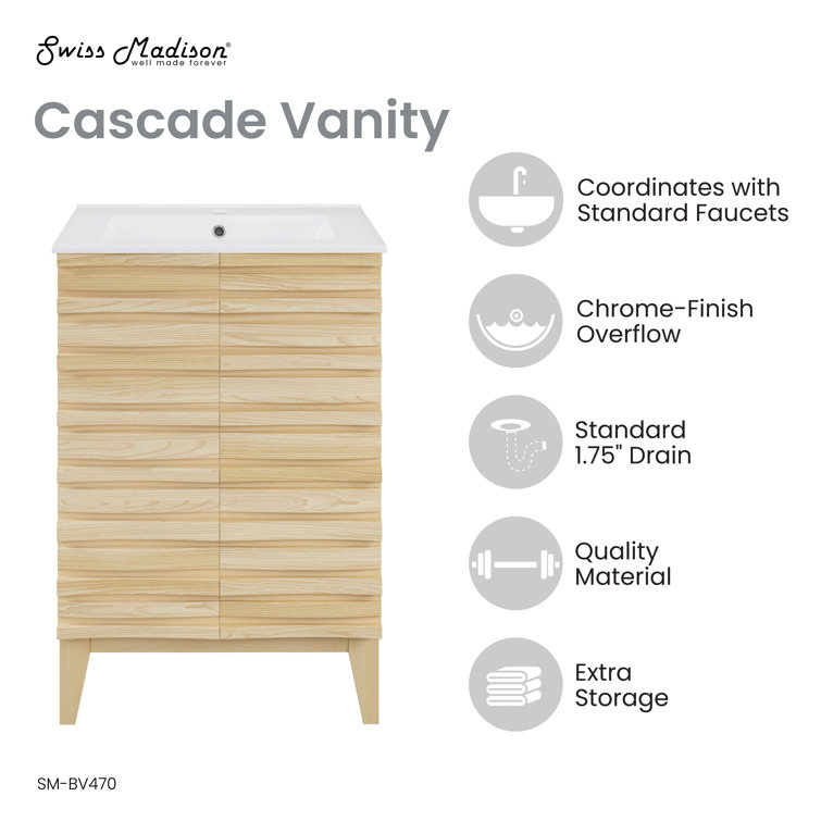 Cascade 24" Natural Oak Freestanding Bathroom Vanity