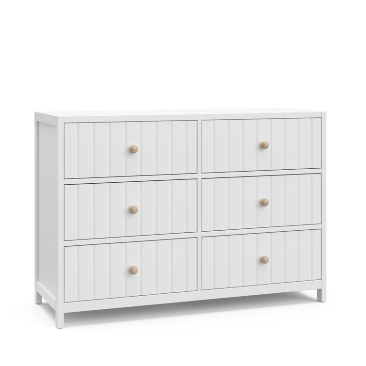 White Wood 6-Drawer Double Nursery Dresser