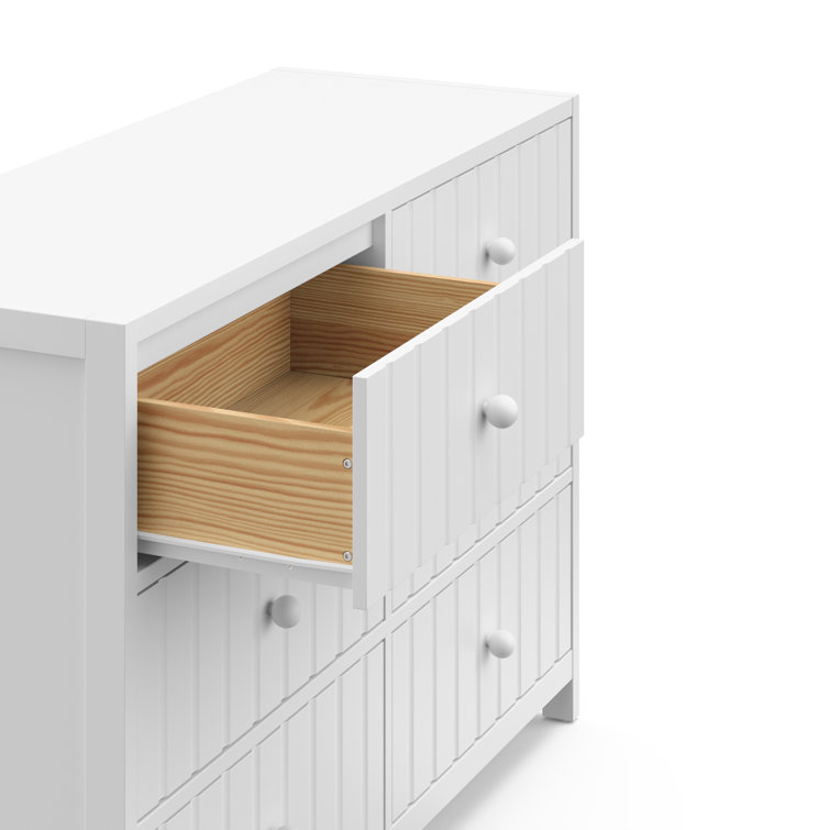 White Wood 6-Drawer Double Nursery Dresser