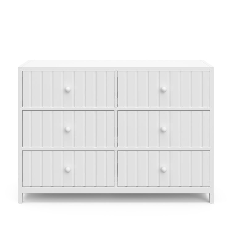 White Wood 6-Drawer Double Nursery Dresser