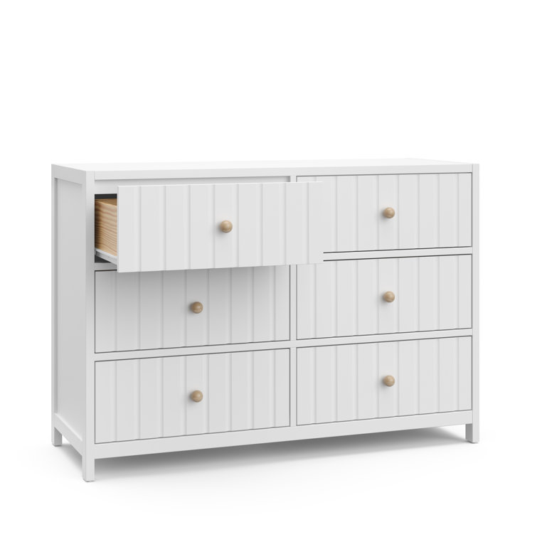White Wood 6-Drawer Double Nursery Dresser