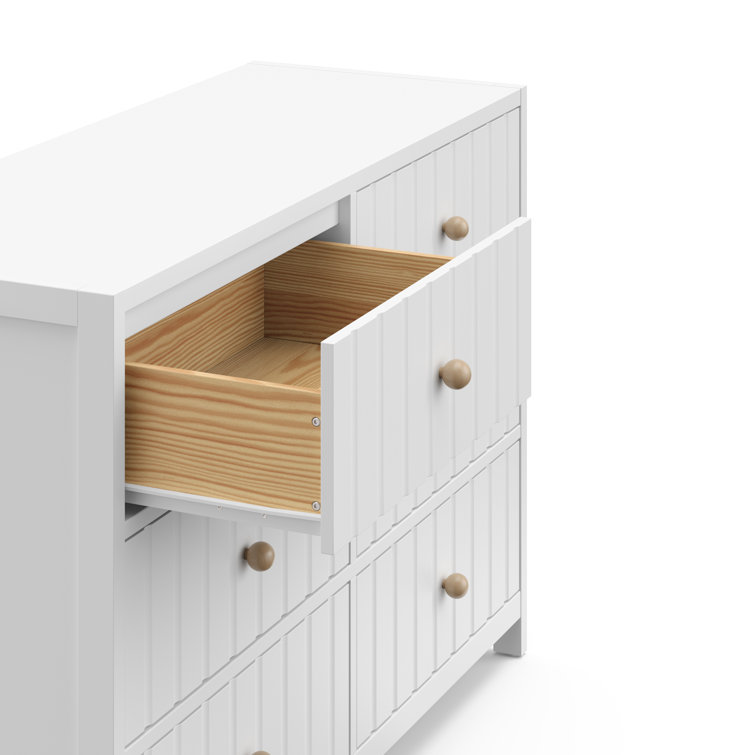 White Wood 6-Drawer Double Nursery Dresser