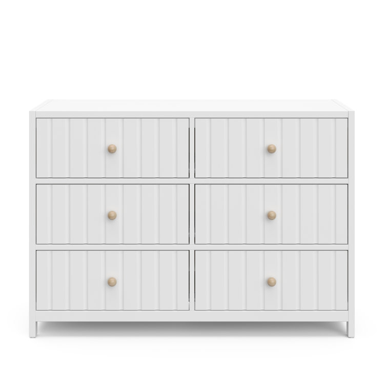 White Wood 6-Drawer Double Nursery Dresser