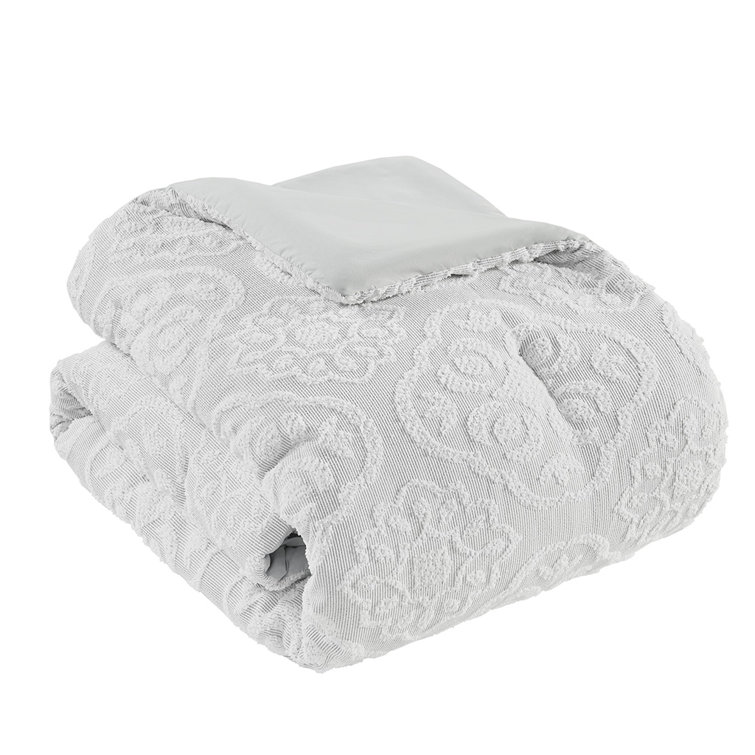 California King Gray and White Woven Bedspread Set