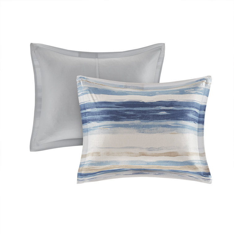 Full Blue Microfiber 8-Piece Comforter and Quilt Set
