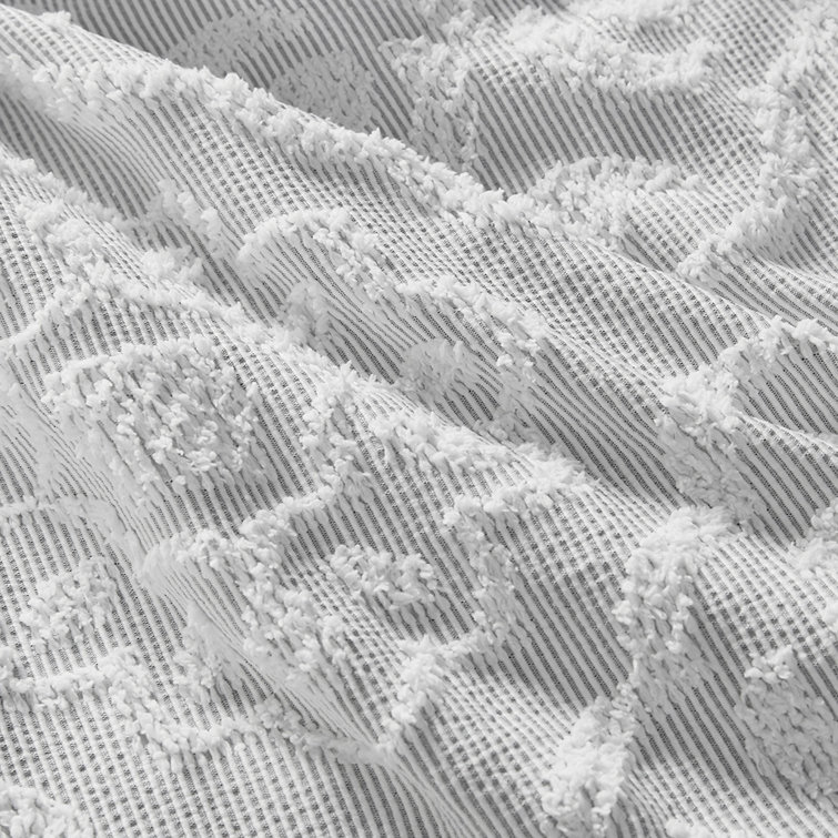 California King Gray and White Woven Bedspread Set