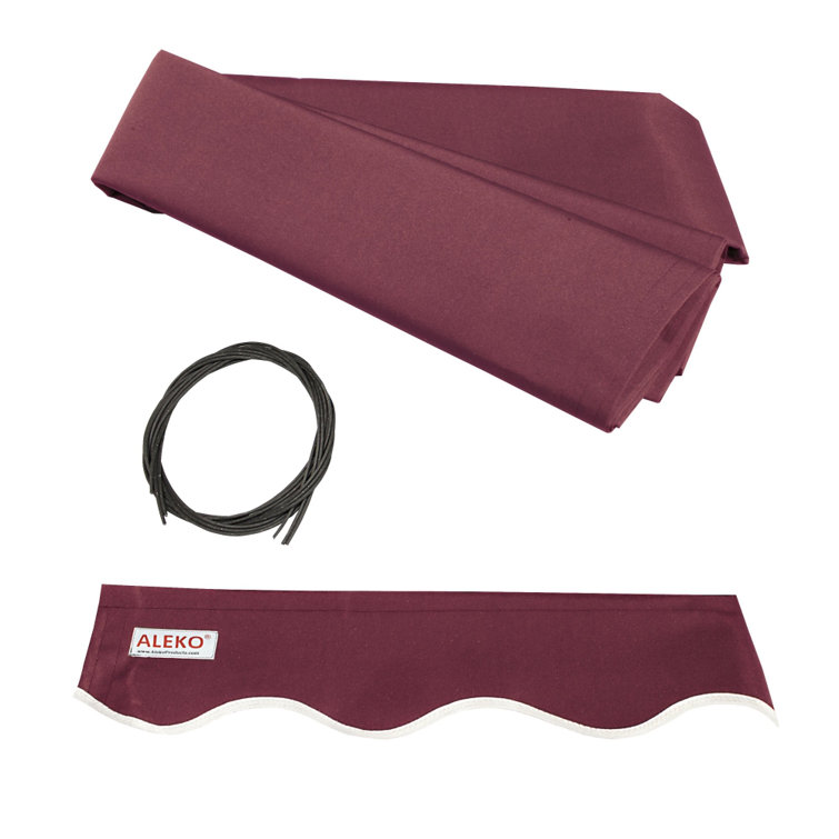 Burgundy Motorized Retractable Patio Awning with White Frame