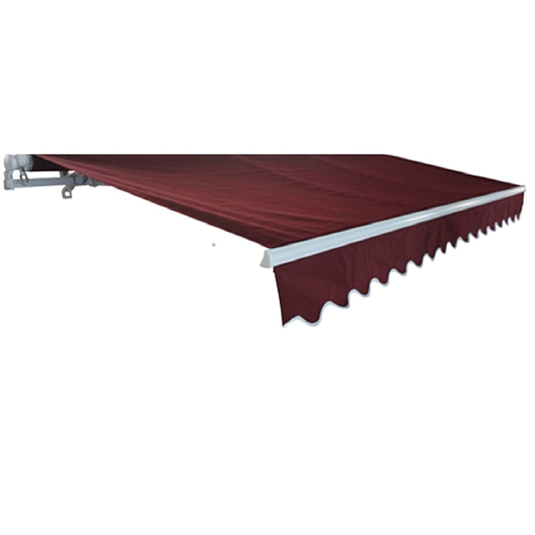 Burgundy Motorized Retractable Patio Awning with White Frame