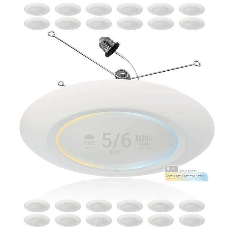 5/6 Inch White Aluminum LED Recessed Lighting Kit, 24 Pack