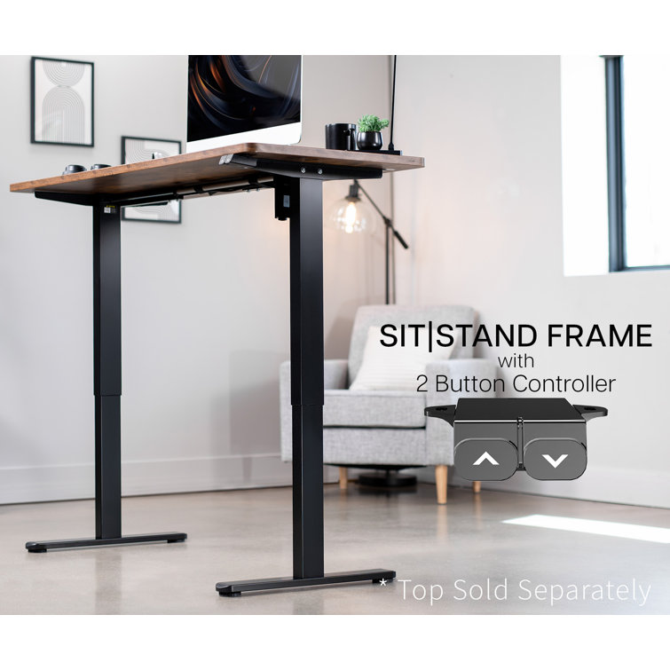 Vivo Black Adjustable Electric Stand Up Desk Frame with Simple Controller