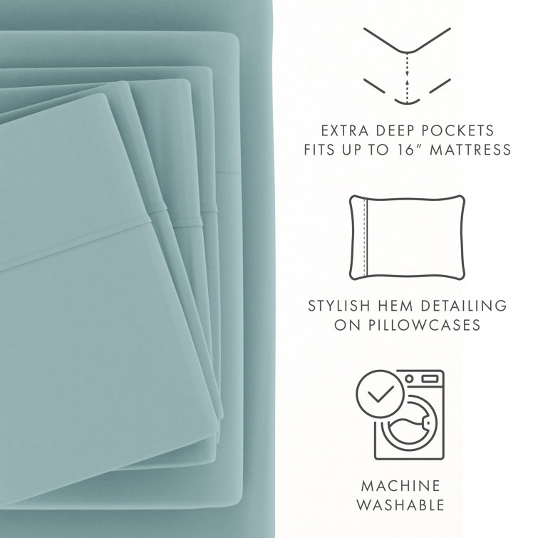 Ocean Blue California King Deep Pocket Microfiber Sheet Set