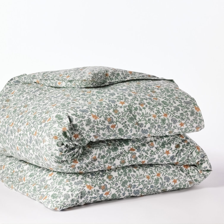 King Organic Cotton Floral Percale Duvet Cover