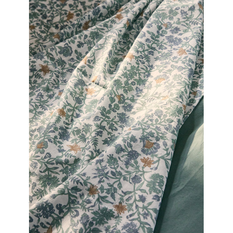 King Organic Cotton Floral Percale Duvet Cover