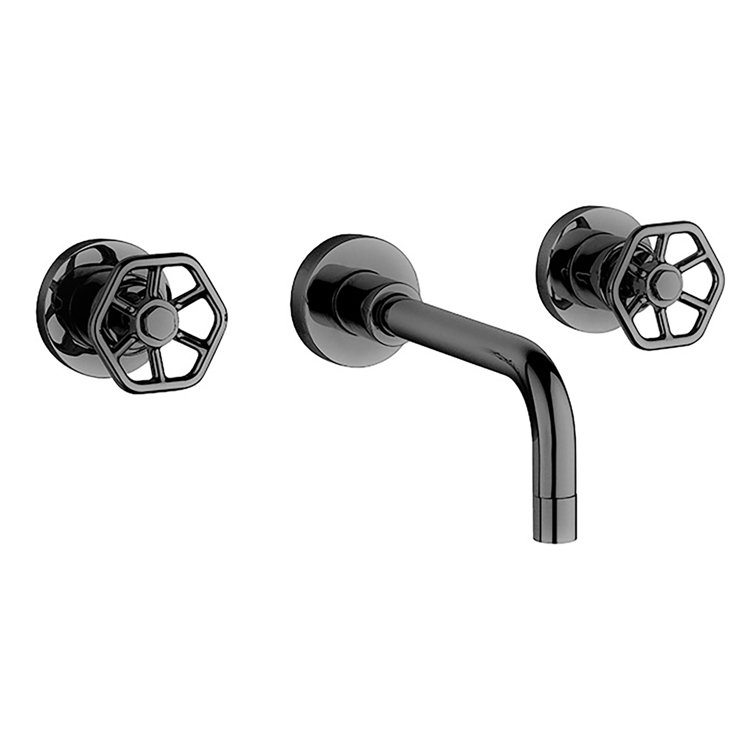 Lucia Black Brass Wall Mounted 2-Handle Bathroom Faucet