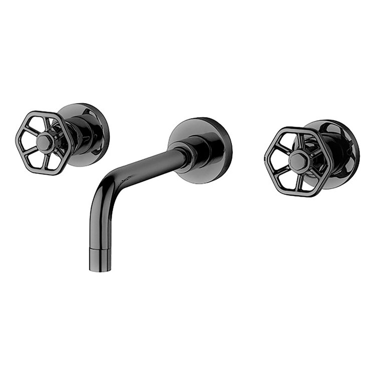 Lucia Black Brass Wall Mounted 2-Handle Bathroom Faucet