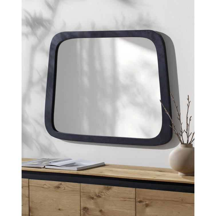 Black Acacia Wood Rectangular Wall Mirror