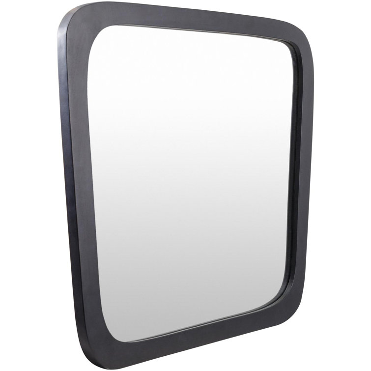 Black Acacia Wood Rectangular Wall Mirror