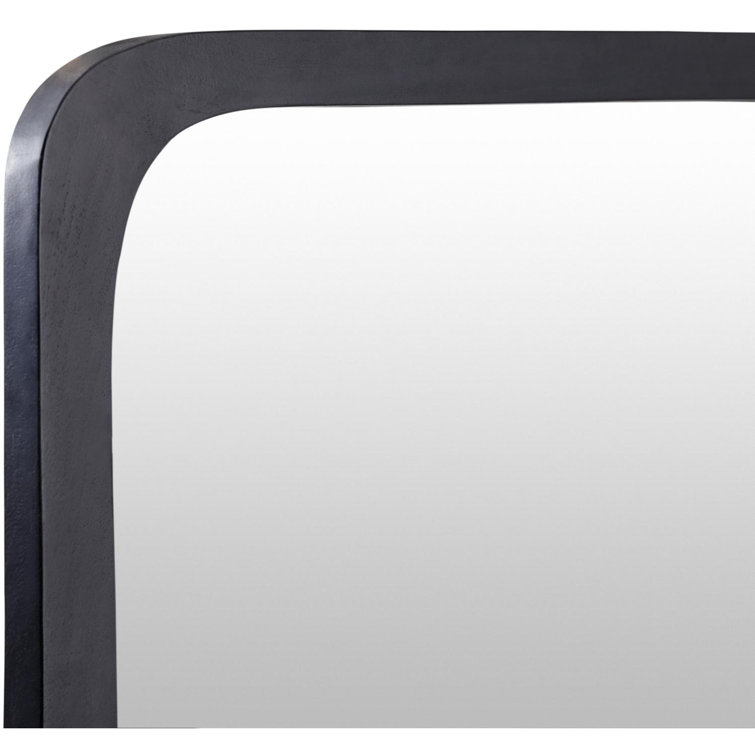 Black Acacia Wood Rectangular Wall Mirror