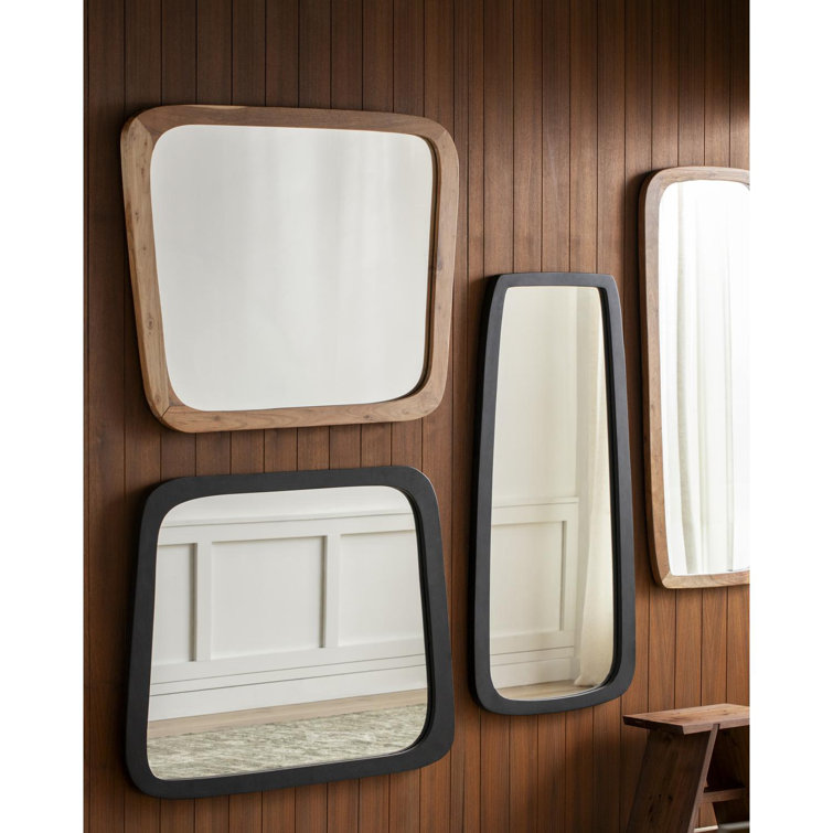 Black Acacia Wood Rectangular Wall Mirror