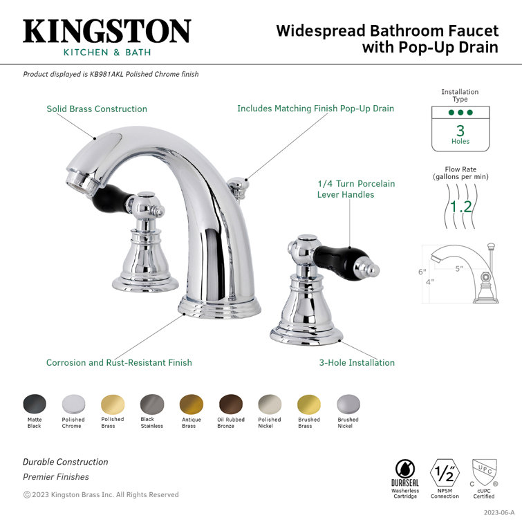 Duchess Traditional 3-Hole Black Stainless Steel Bathroom Faucet