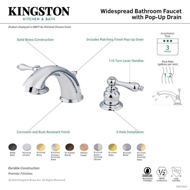 Elegant Chrome Victorian Widespread Bathroom Faucet with Drain